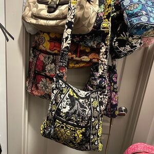 Quilted Floral Crossbody Bag - Black & Yellow